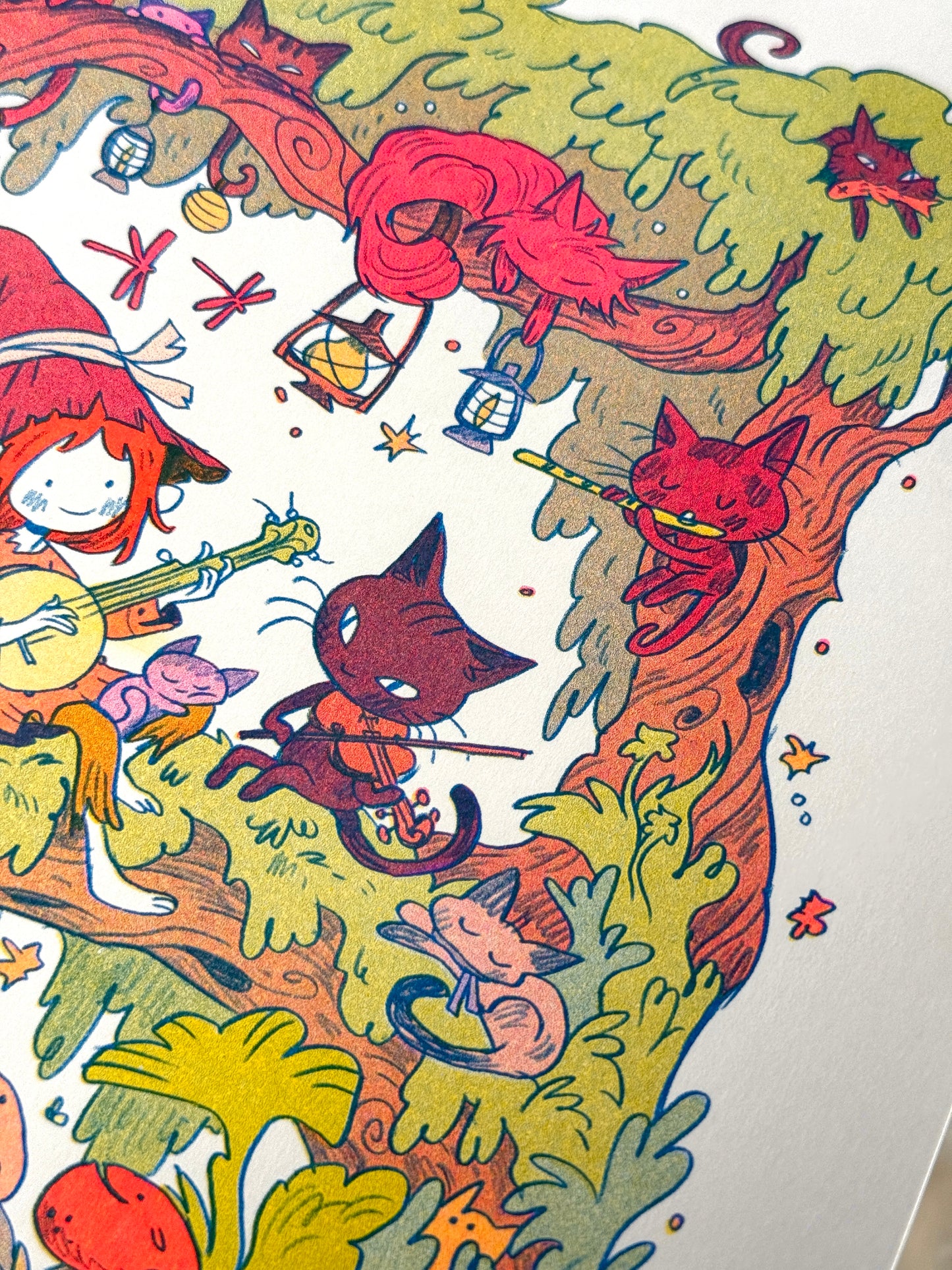 Kitty Folk Band ~ Small Riso Print