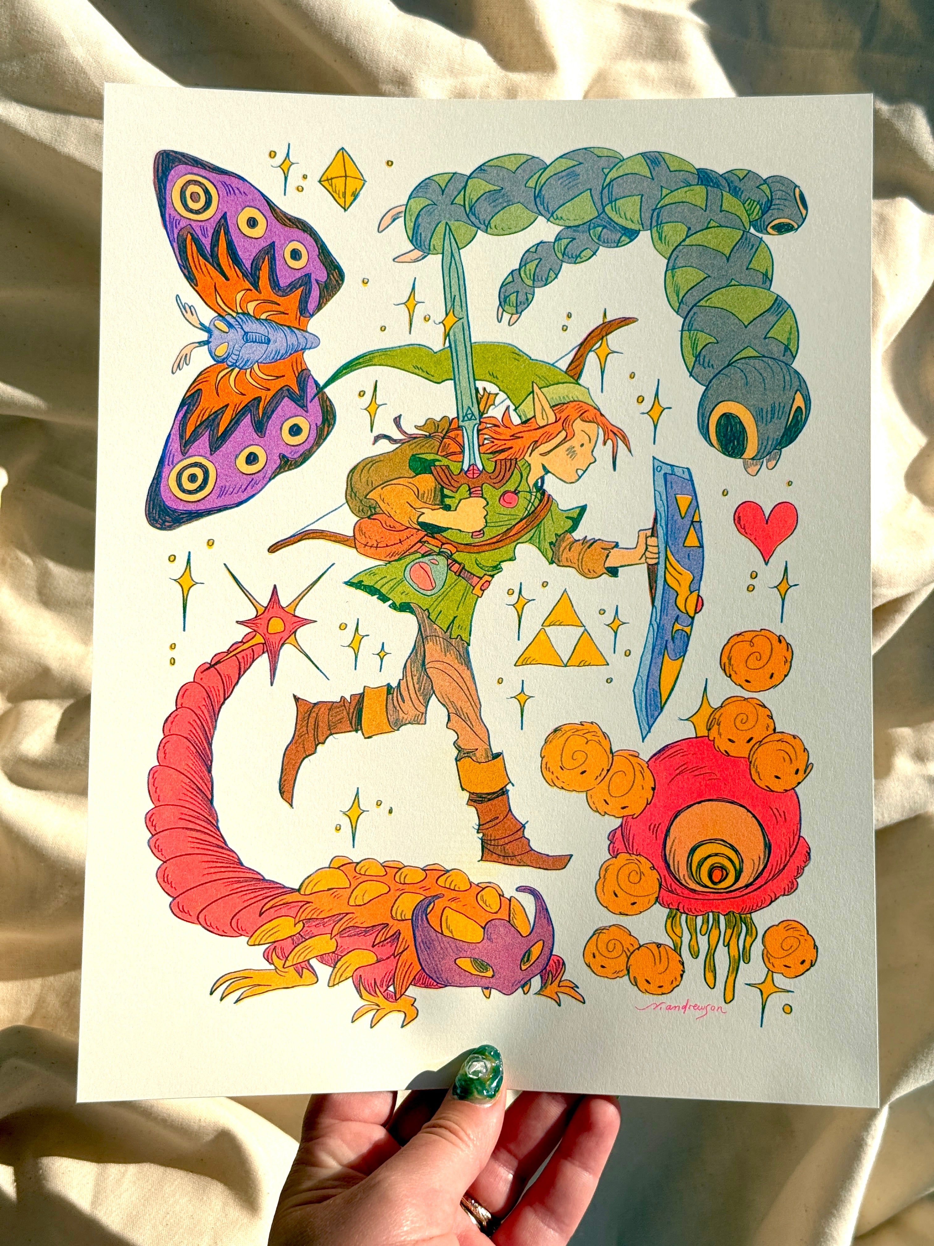 Legend of Zelda: A Link to the Past Riso Print – natalie andrewson