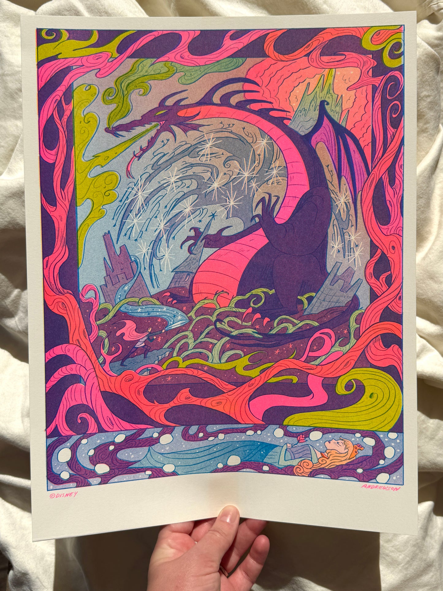 Sleeping Beauty Large Riso Print ~ Fateful Prophecy