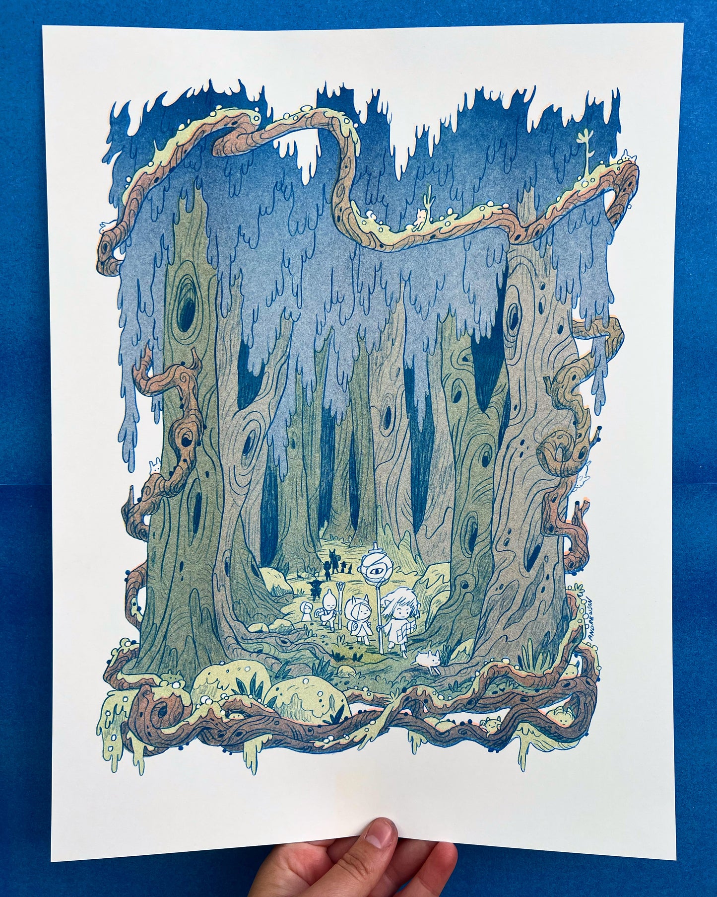 Into The Crooked Woods Small Riso Print