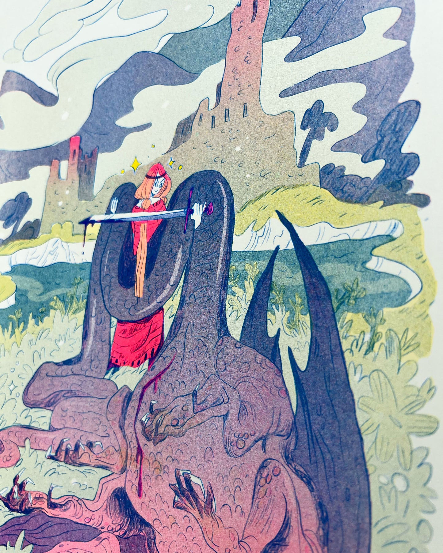Dragon Slayer Riso Print