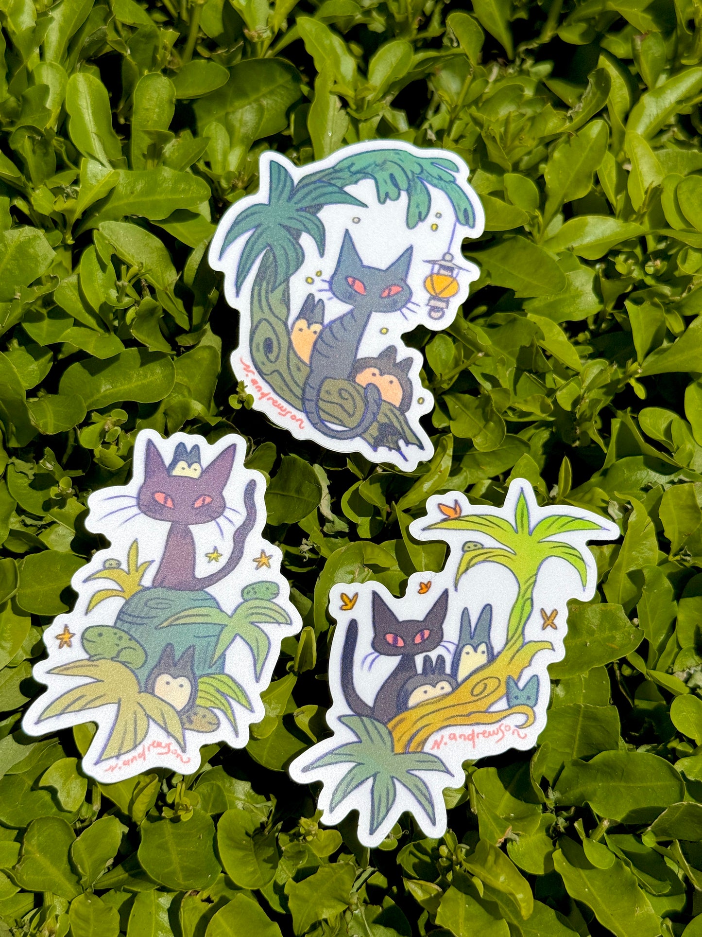 Set of 3 Demon Cats ~ Vinyl Stickers