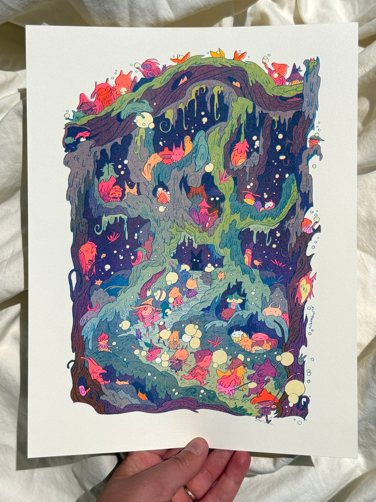 The Night Parade Small Riso Print / Woodfolk Collection