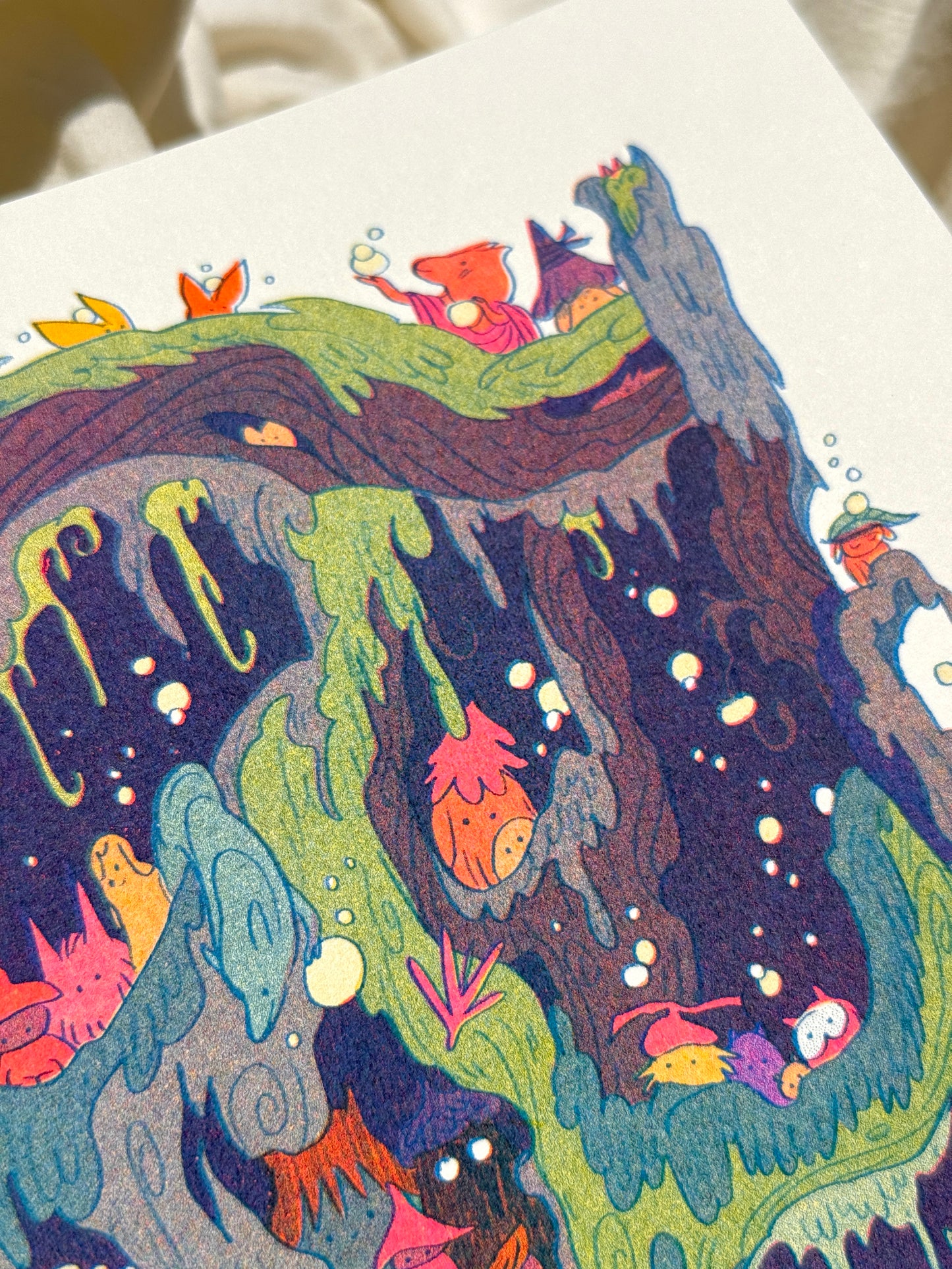The Night Parade Small Riso Print / Woodfolk Collection