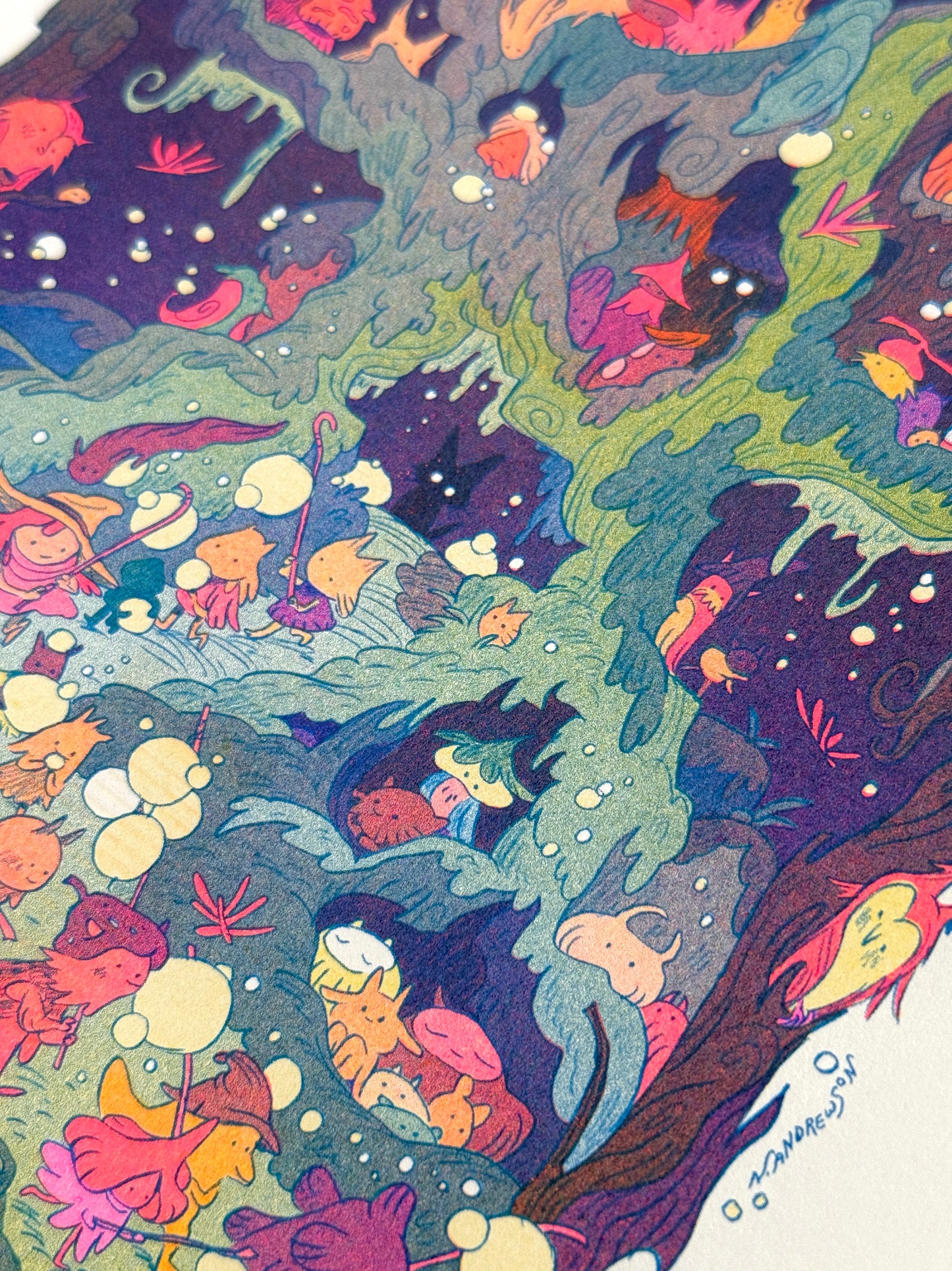 The Night Parade Small Riso Print / Woodfolk Collection