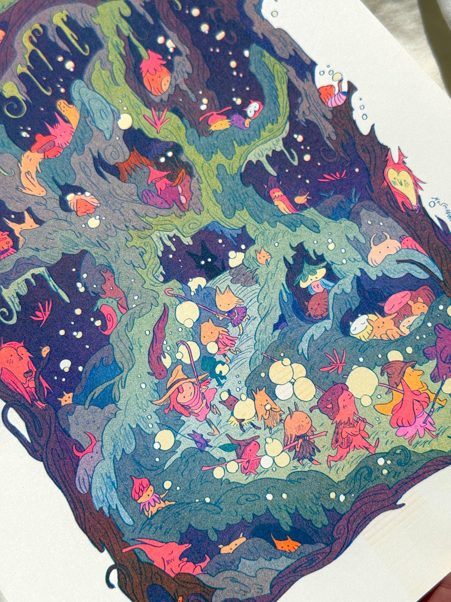 The Night Parade Small Riso Print / Woodfolk Collection