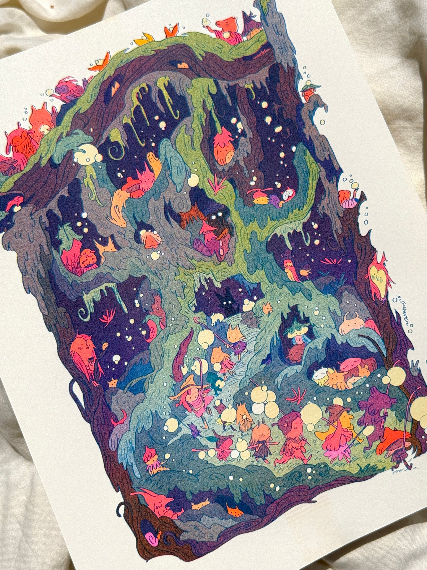 The Night Parade Small Riso Print / Woodfolk Collection