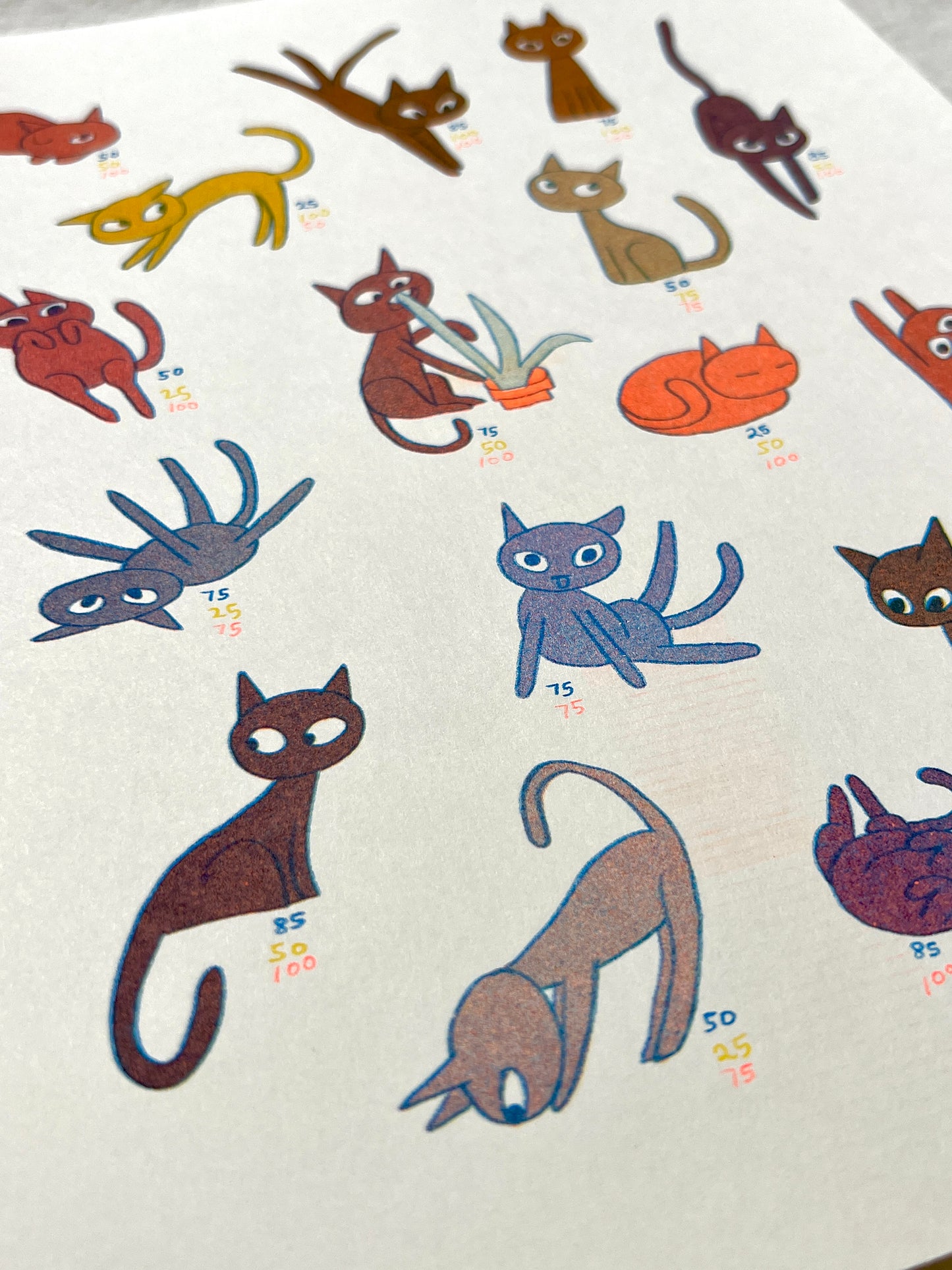Cool Cats Color Chart Riso Print
