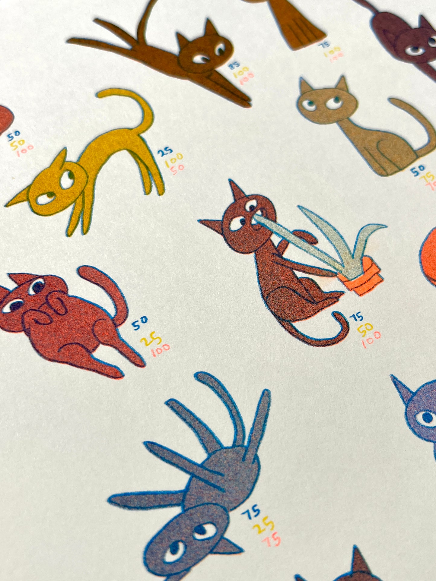Cool Cats Color Chart Riso Print