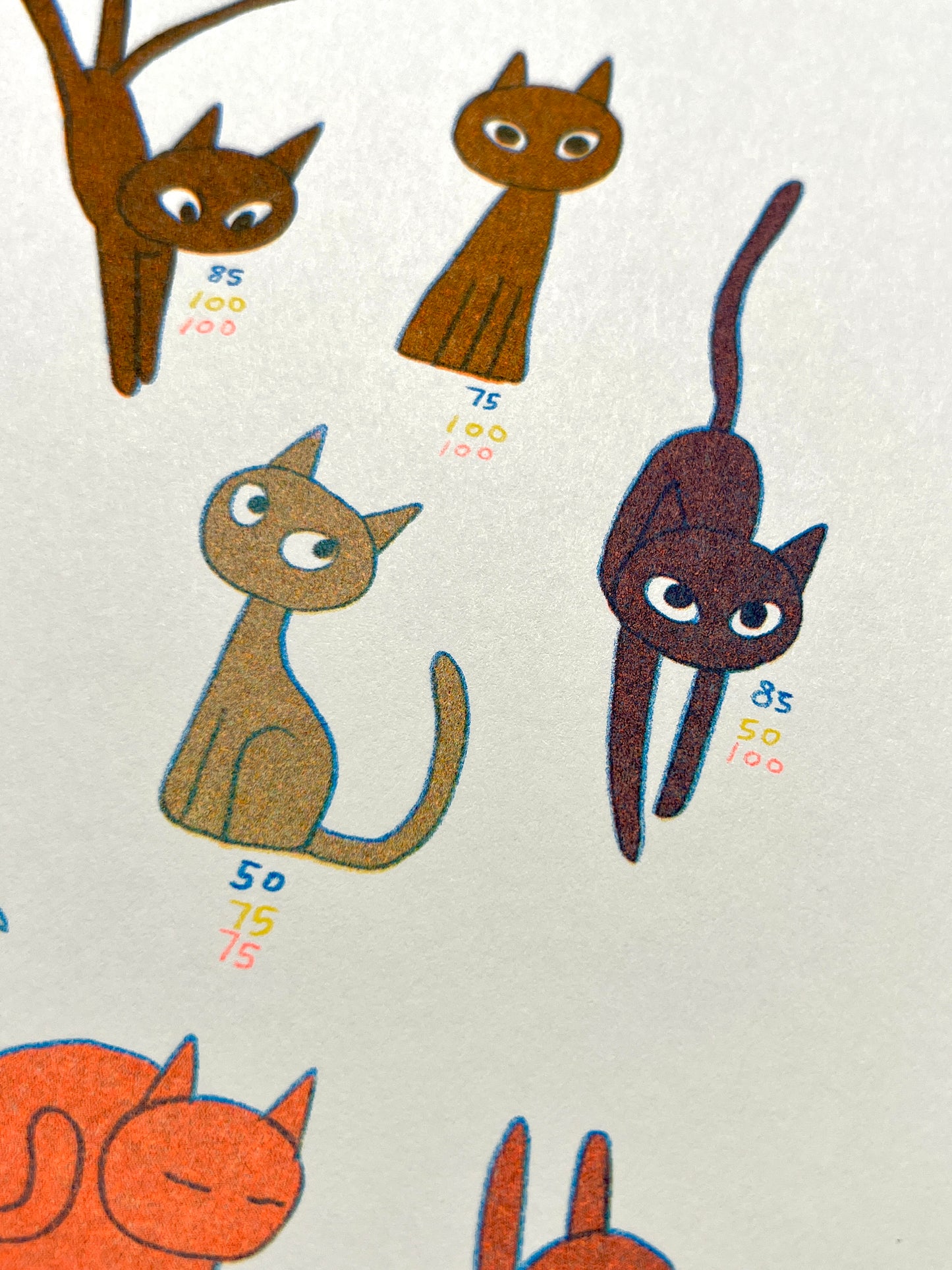 Cool Cats Color Chart Riso Print