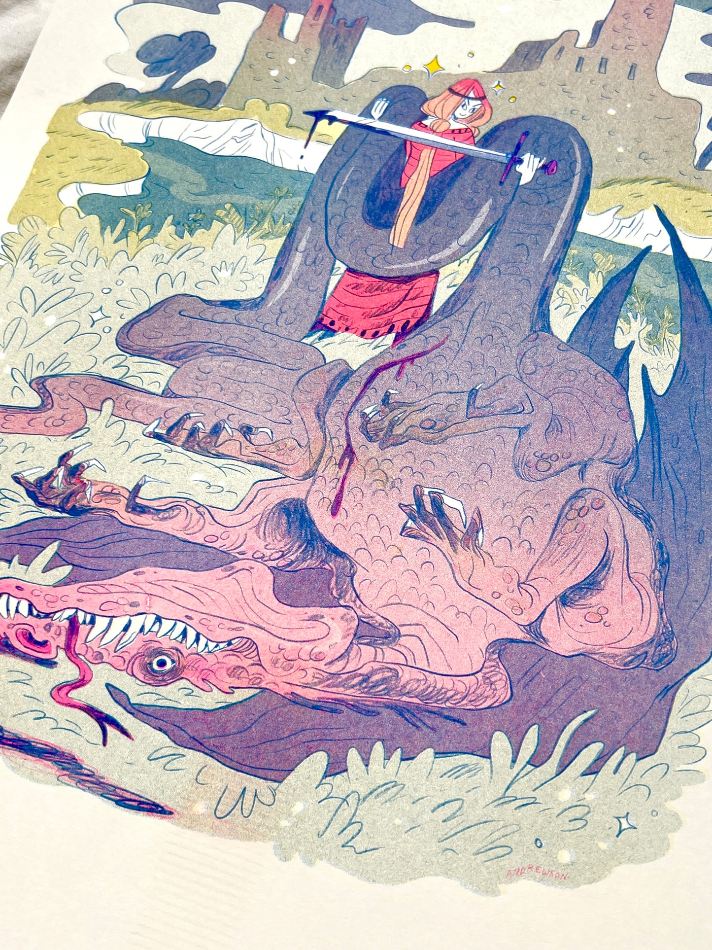 Dragon Slayer Riso Print