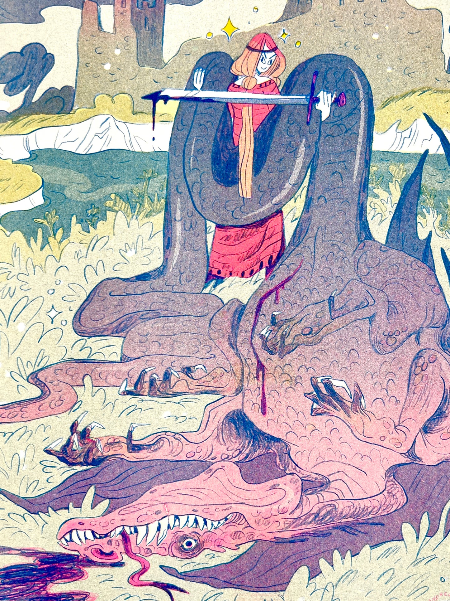 Dragon Slayer Riso Print