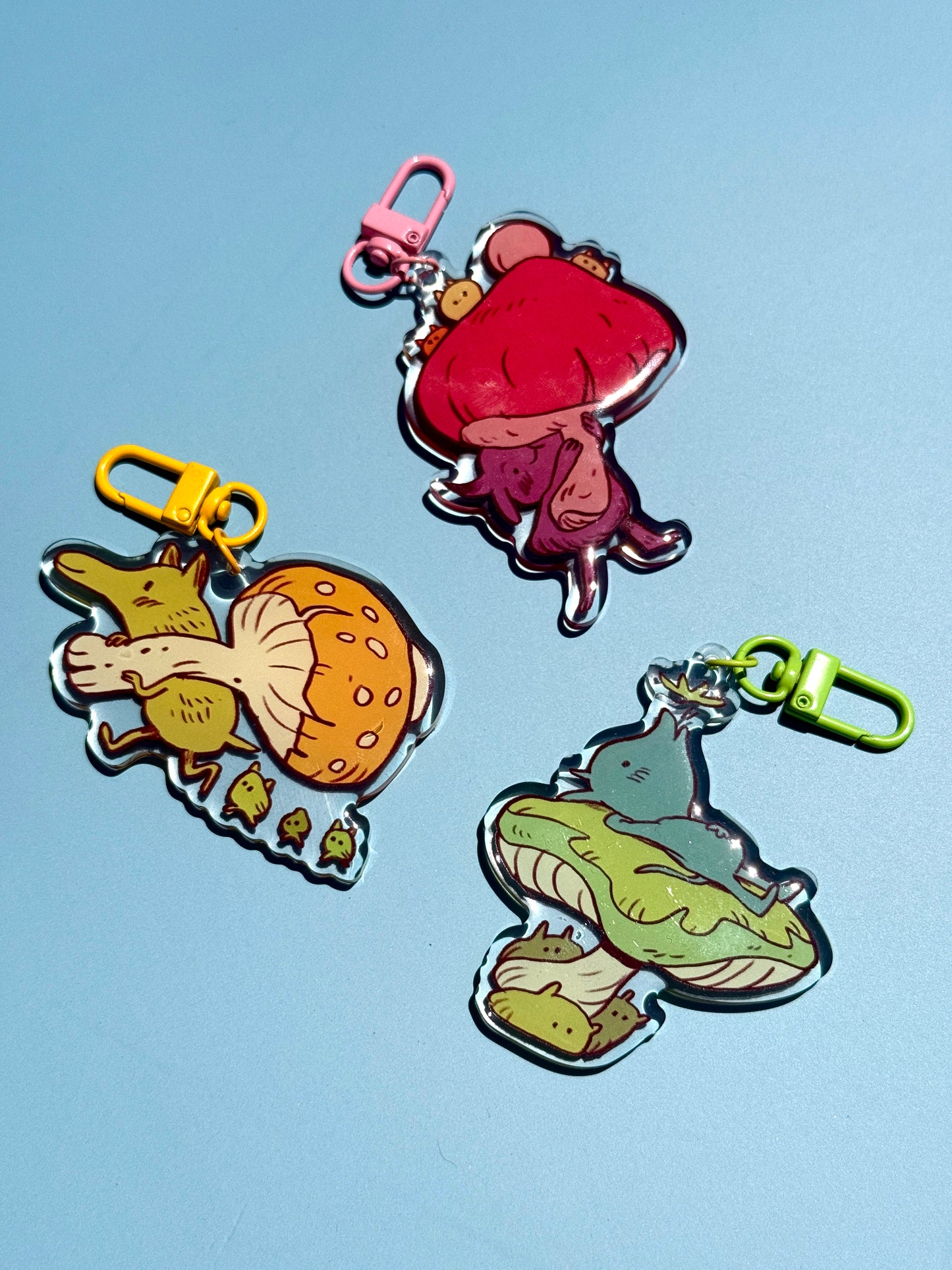 Pink Mushroom Guardian Keychain