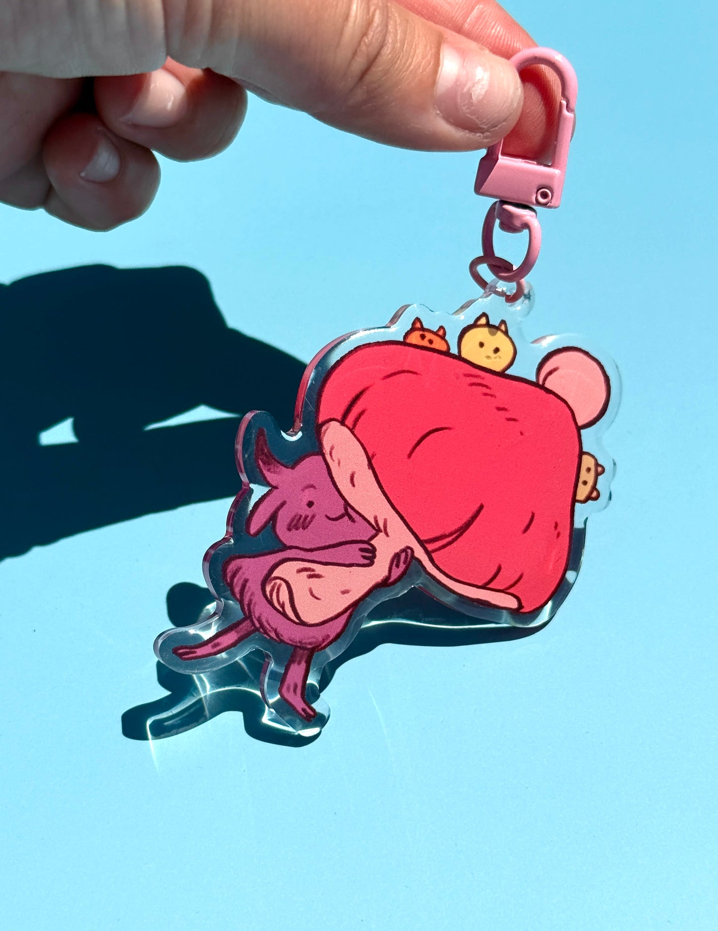 Pink Mushroom Guardian Keychain