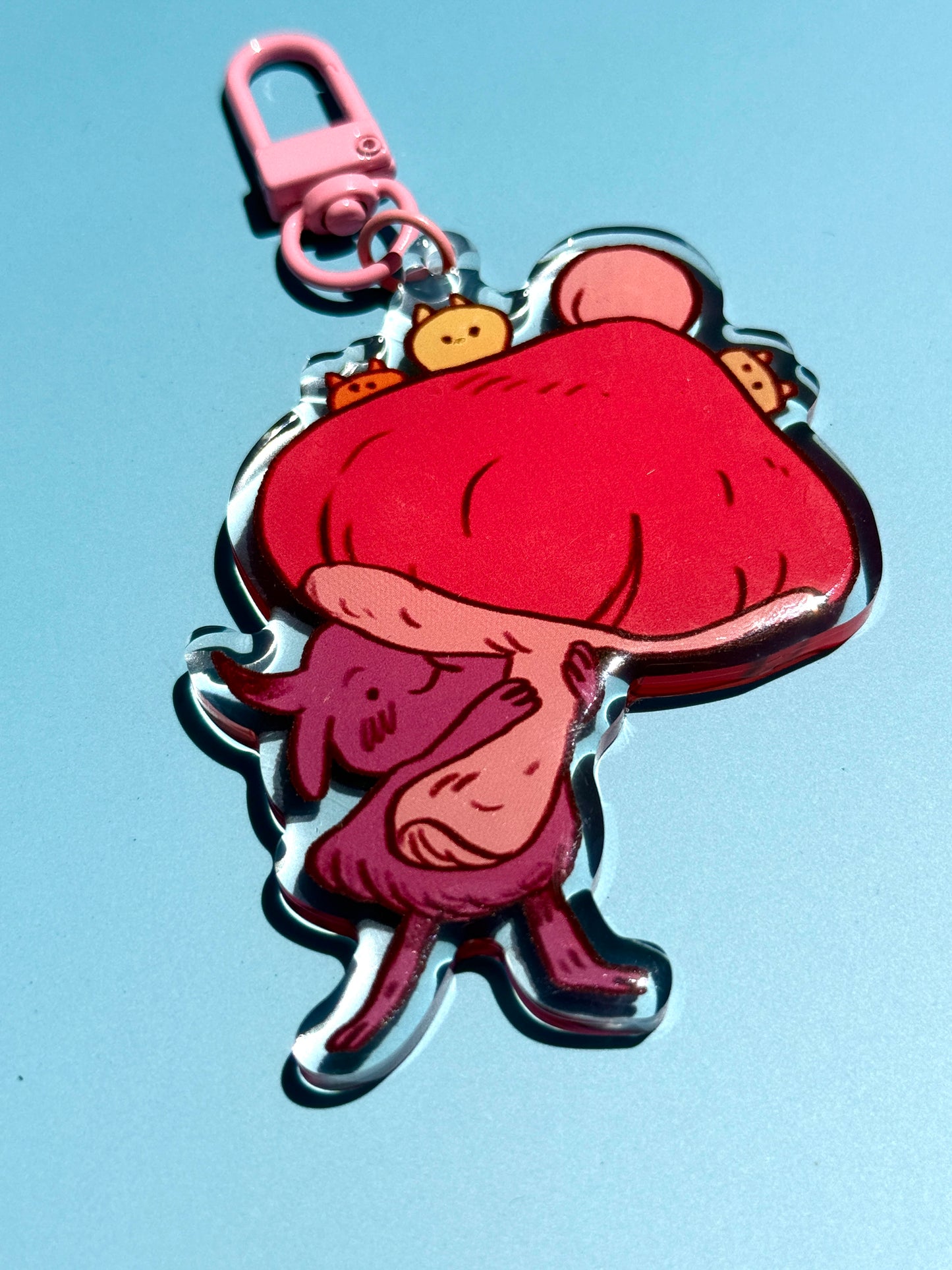Pink Mushroom Guardian Keychain