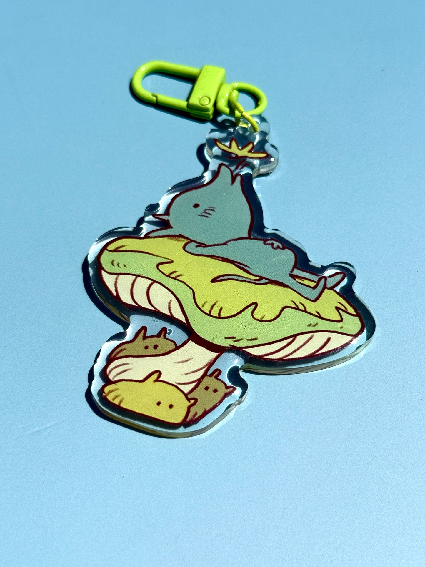 Green Mushroom Guardian Keychain