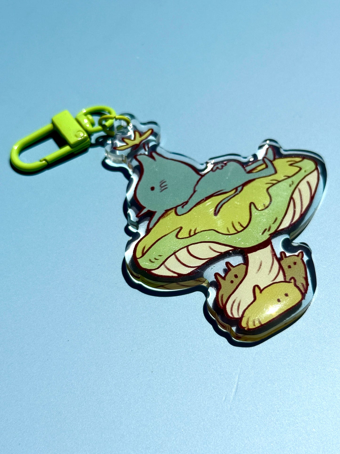 Green Mushroom Guardian Keychain