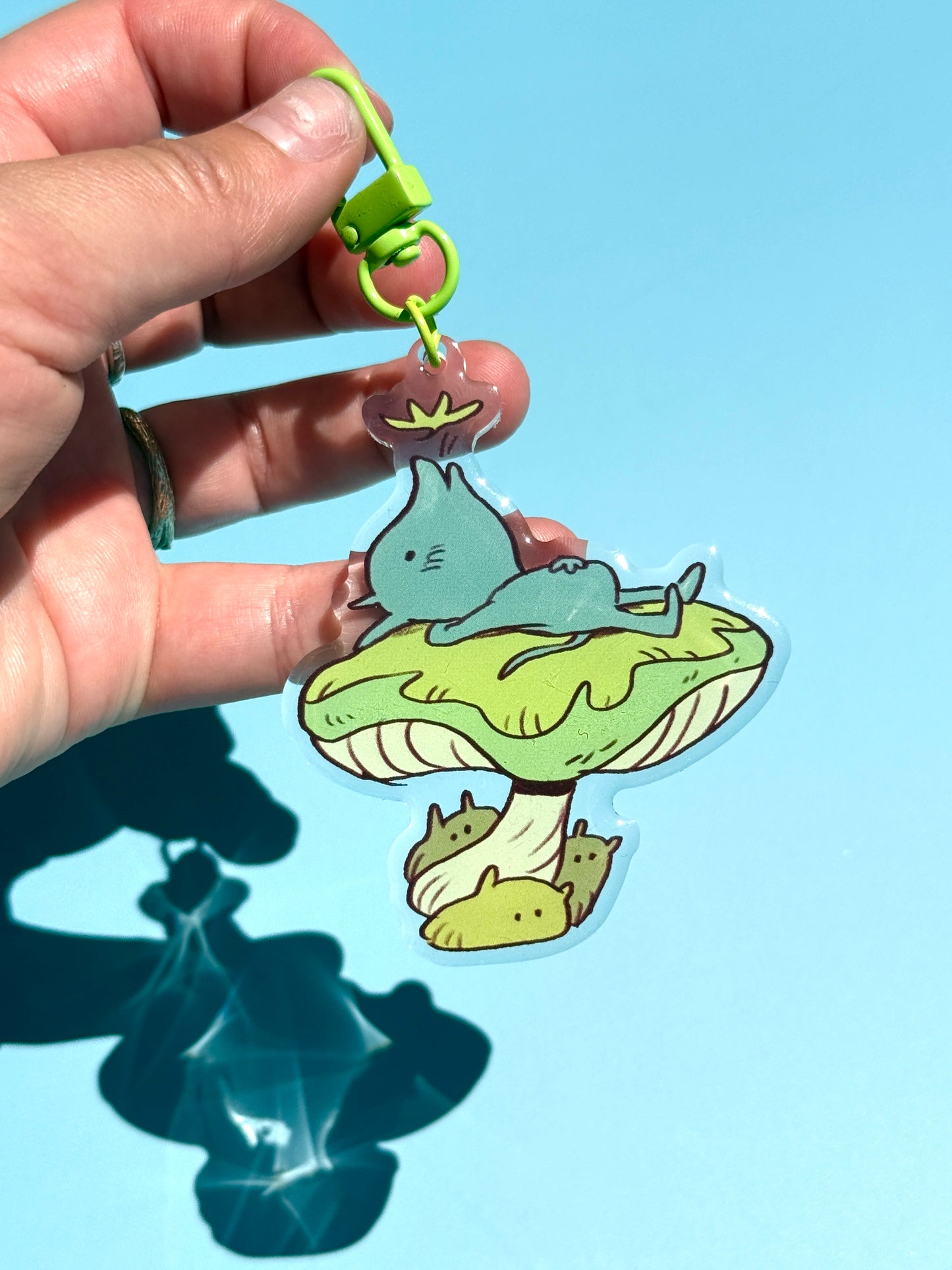 Green Mushroom Guardian Keychain