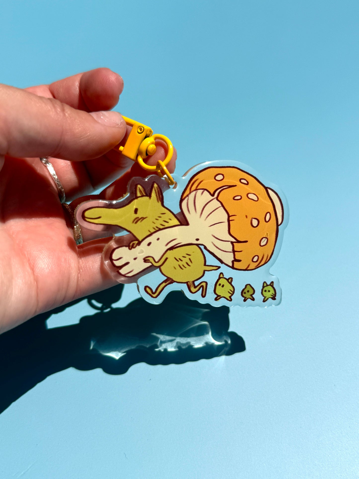Yellow Mushroom Guardian Keychain
