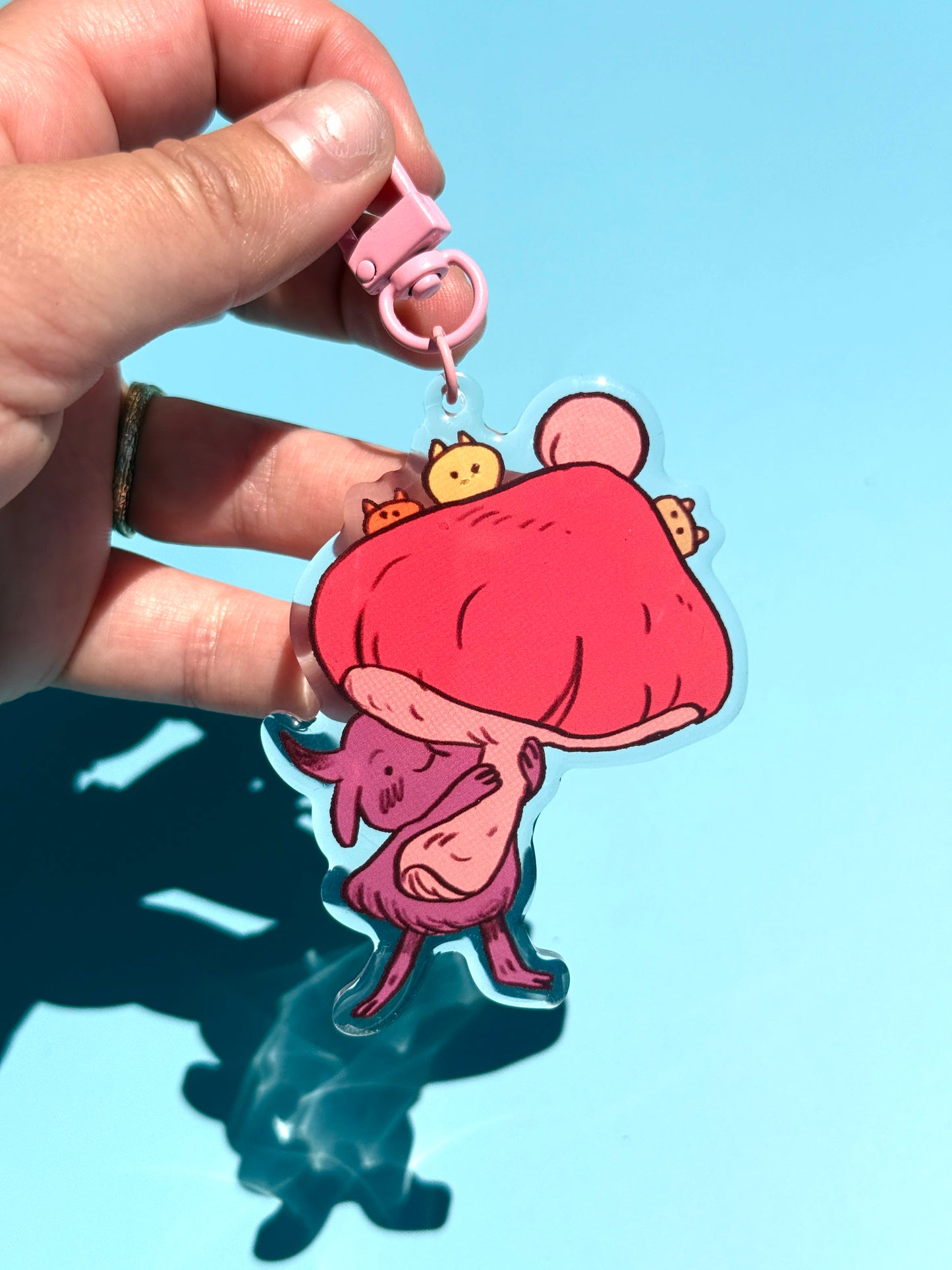 Pink Mushroom Guardian Keychain