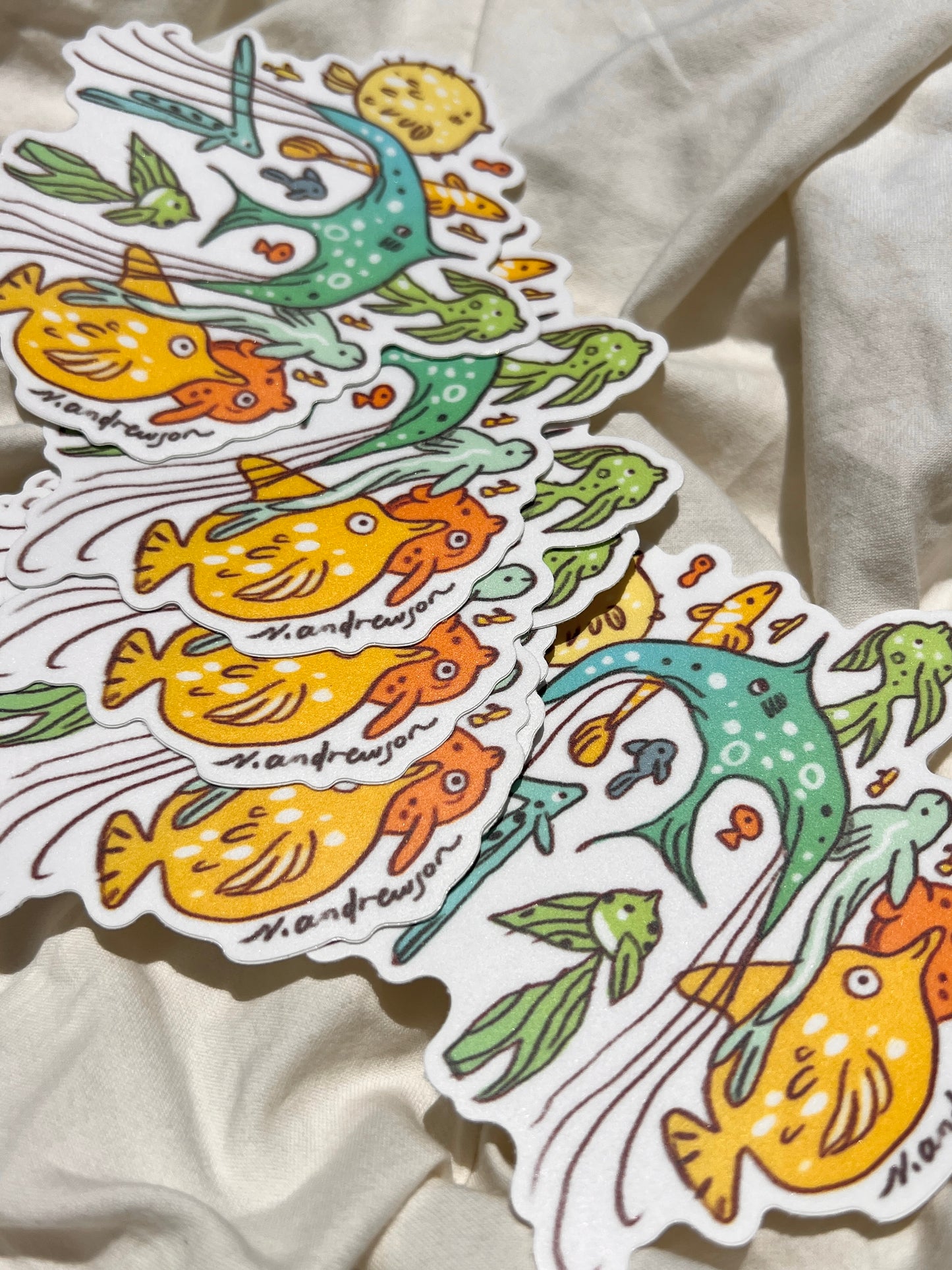 Sea Creatures Stickers ~ Set of 3