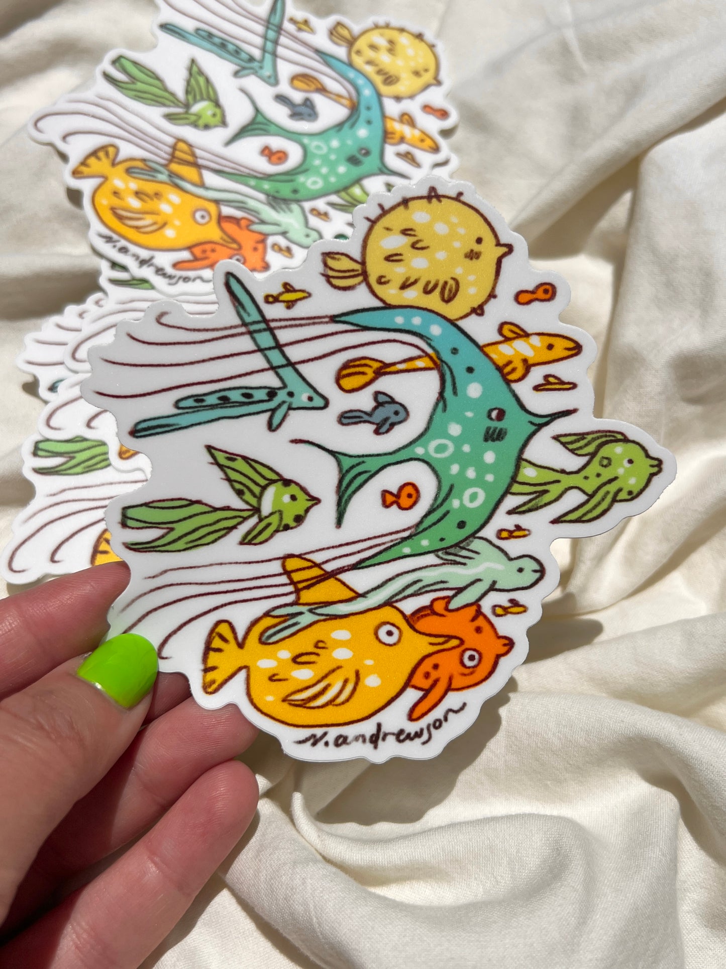Sea Creatures Stickers ~ Set of 3