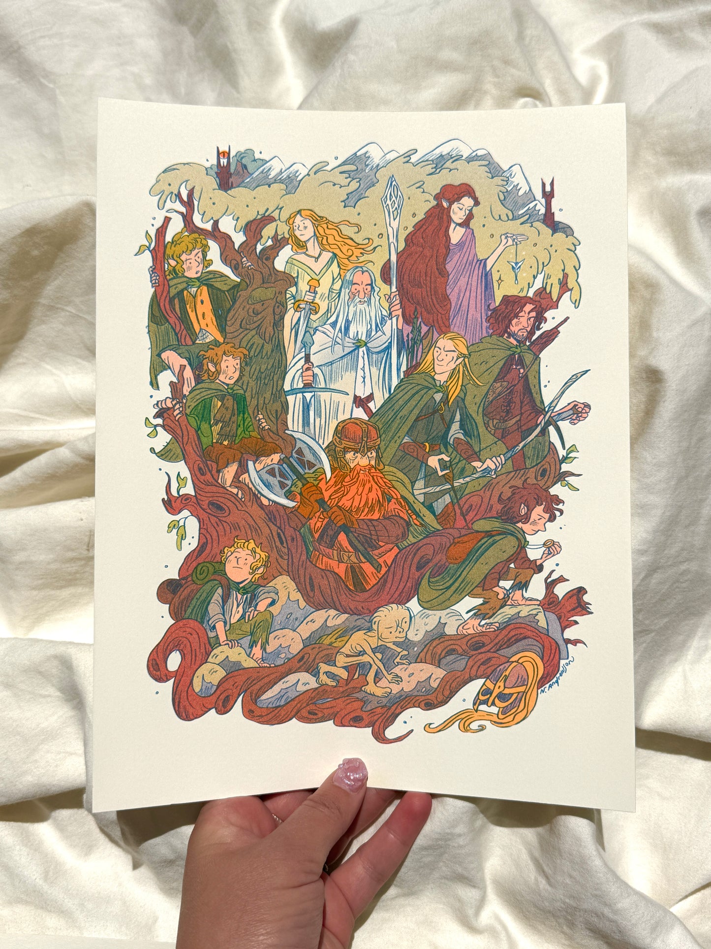 Lord of the Rings, Two Towers Print - Small Riso Print