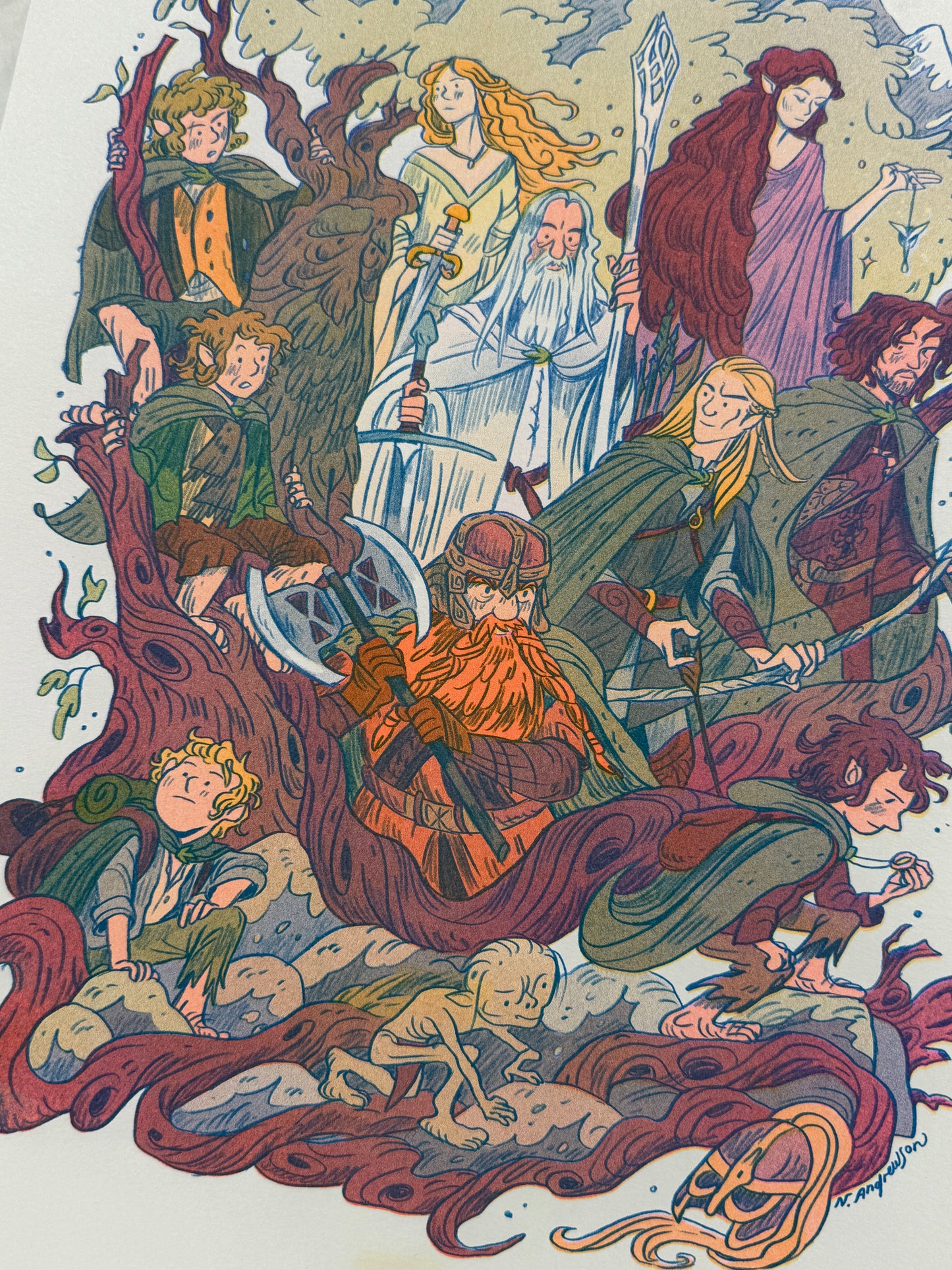 Two Towers, Lord of the Rings Large Riso Print