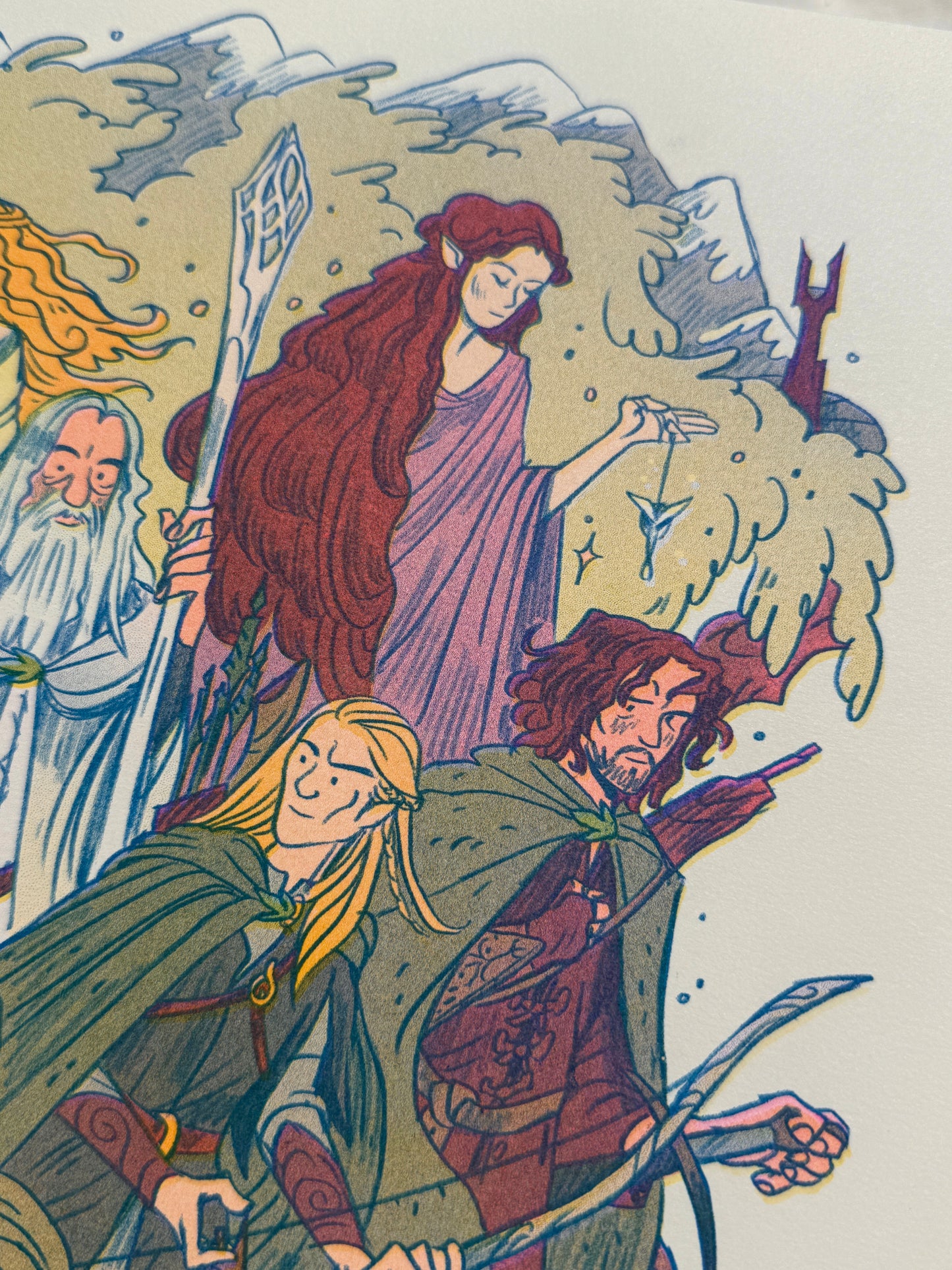 Two Towers, Lord of the Rings Large Riso Print