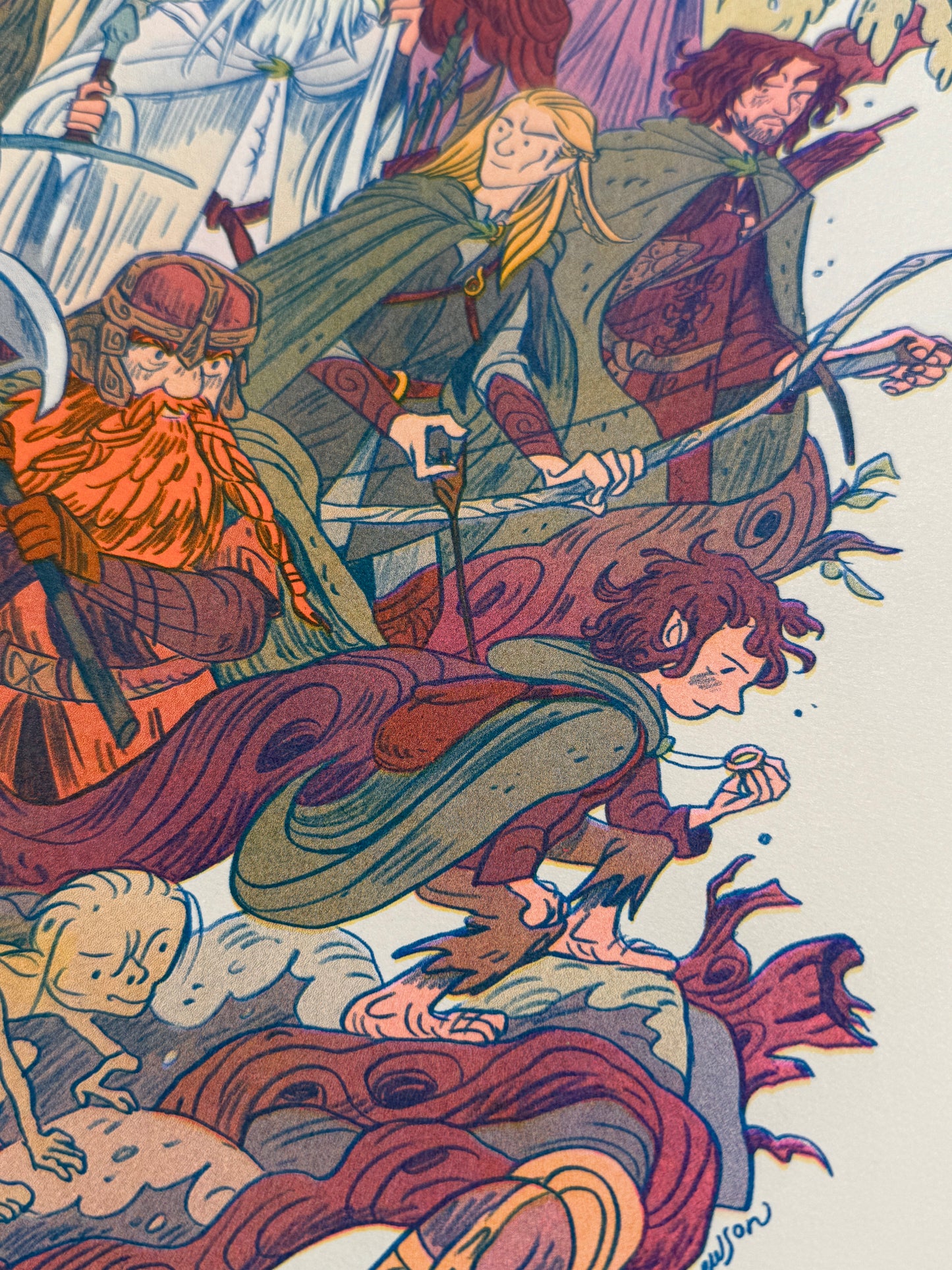 Two Towers, Lord of the Rings Large Riso Print