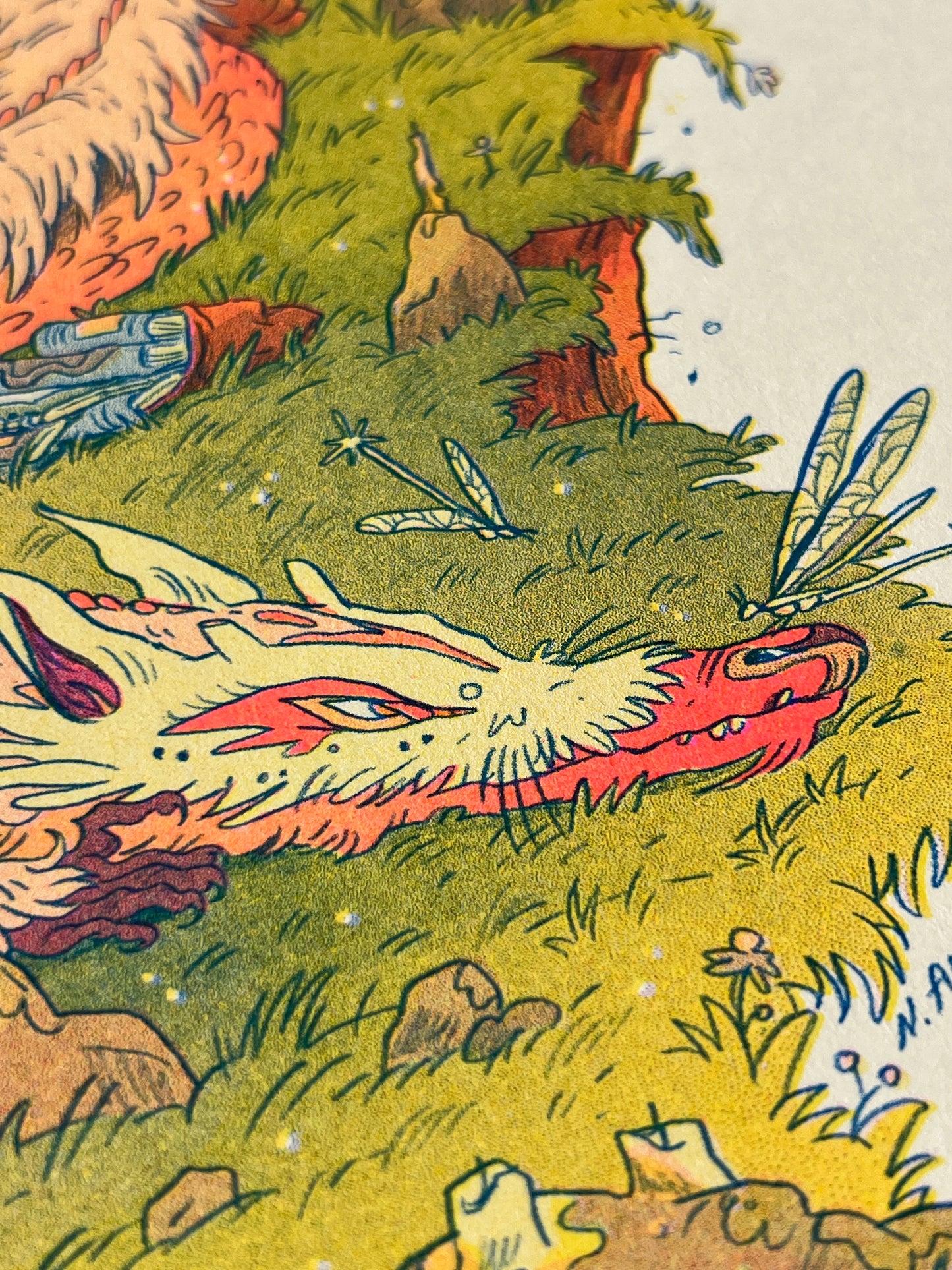 The Book Dragon - Small Riso Print