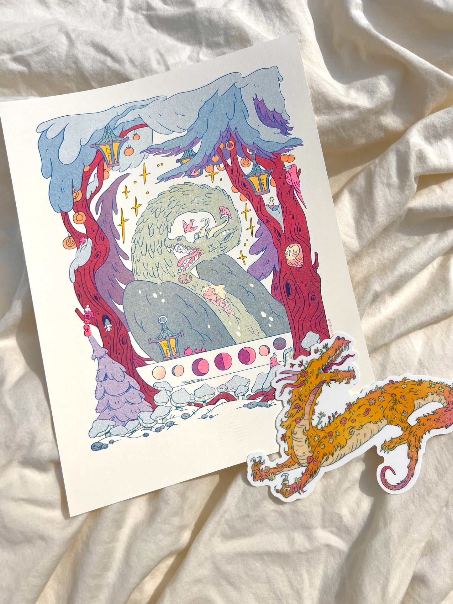 All Dragon Series Riso Prints + One Random Dragon Sticker