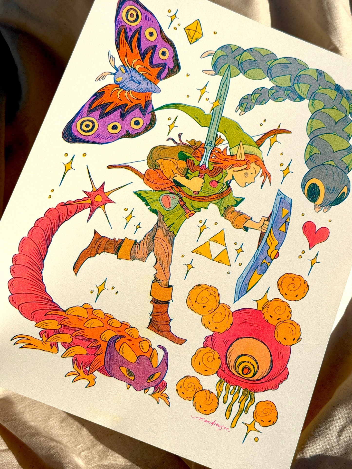 Legend of Zelda: A Link to the Past Riso Print