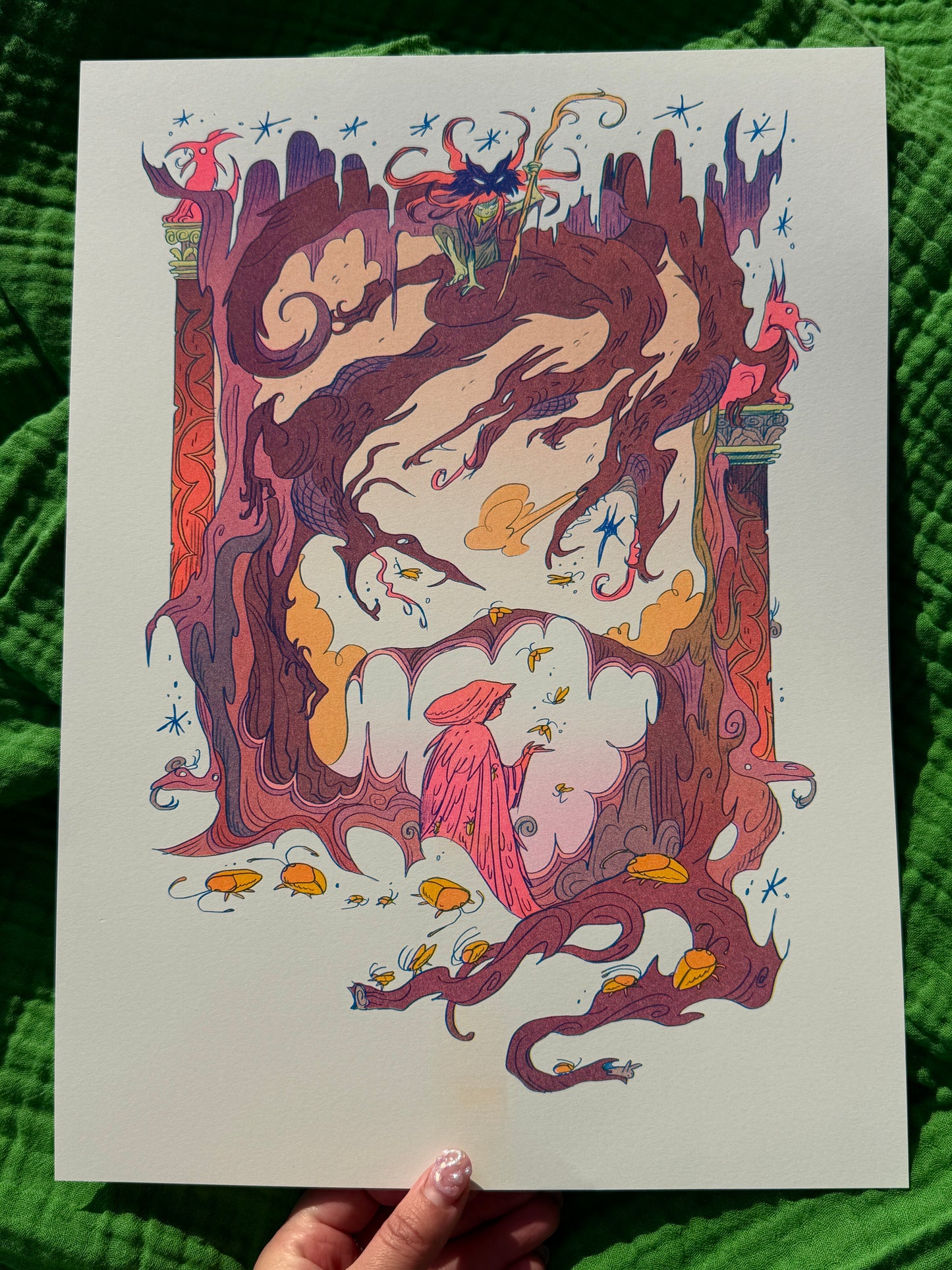 The Fool’s Gold Beetle Large Riso Print / Woodfolk Collection