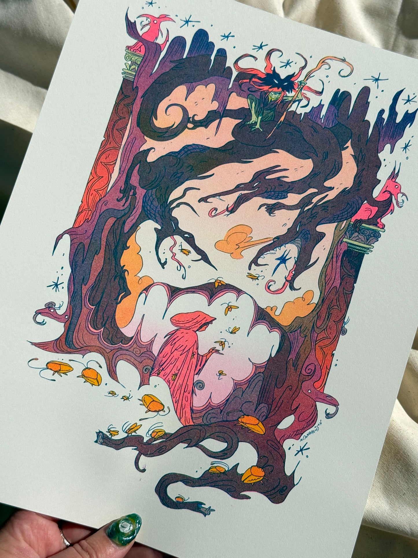 The Fool’s Gold Beetle Small Riso Print / Woodfolk Collection