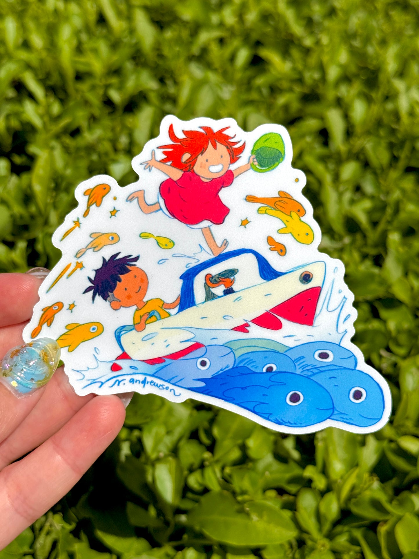 Set of 3 Ponyo Vinyl Stickers