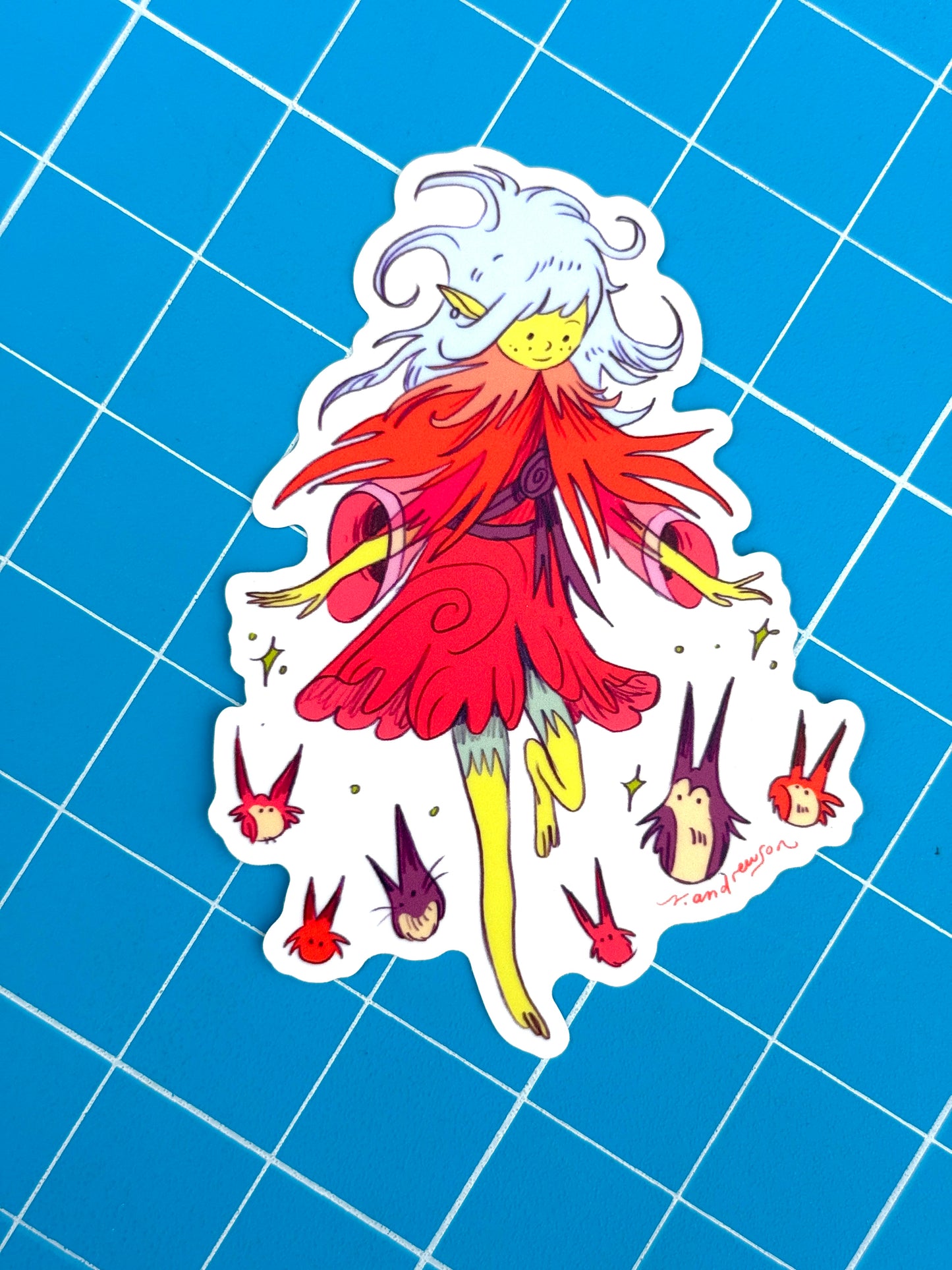 Goblin Girl with Demons Sticker