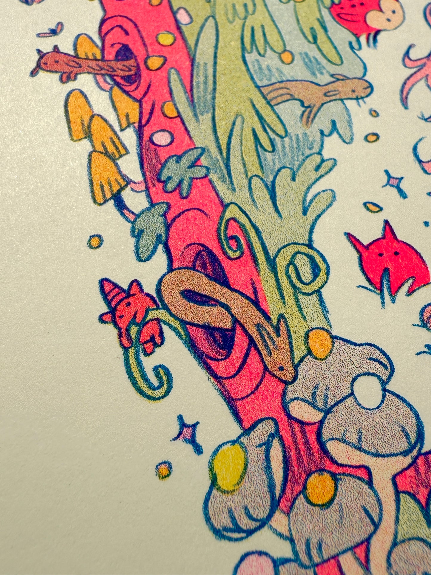 Mamu’s World of Wood Demons and Creek Creatures ~ Riso Print