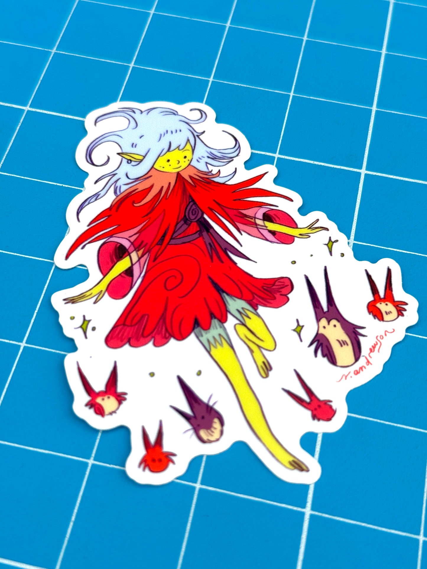Goblin Girl with Demons Sticker