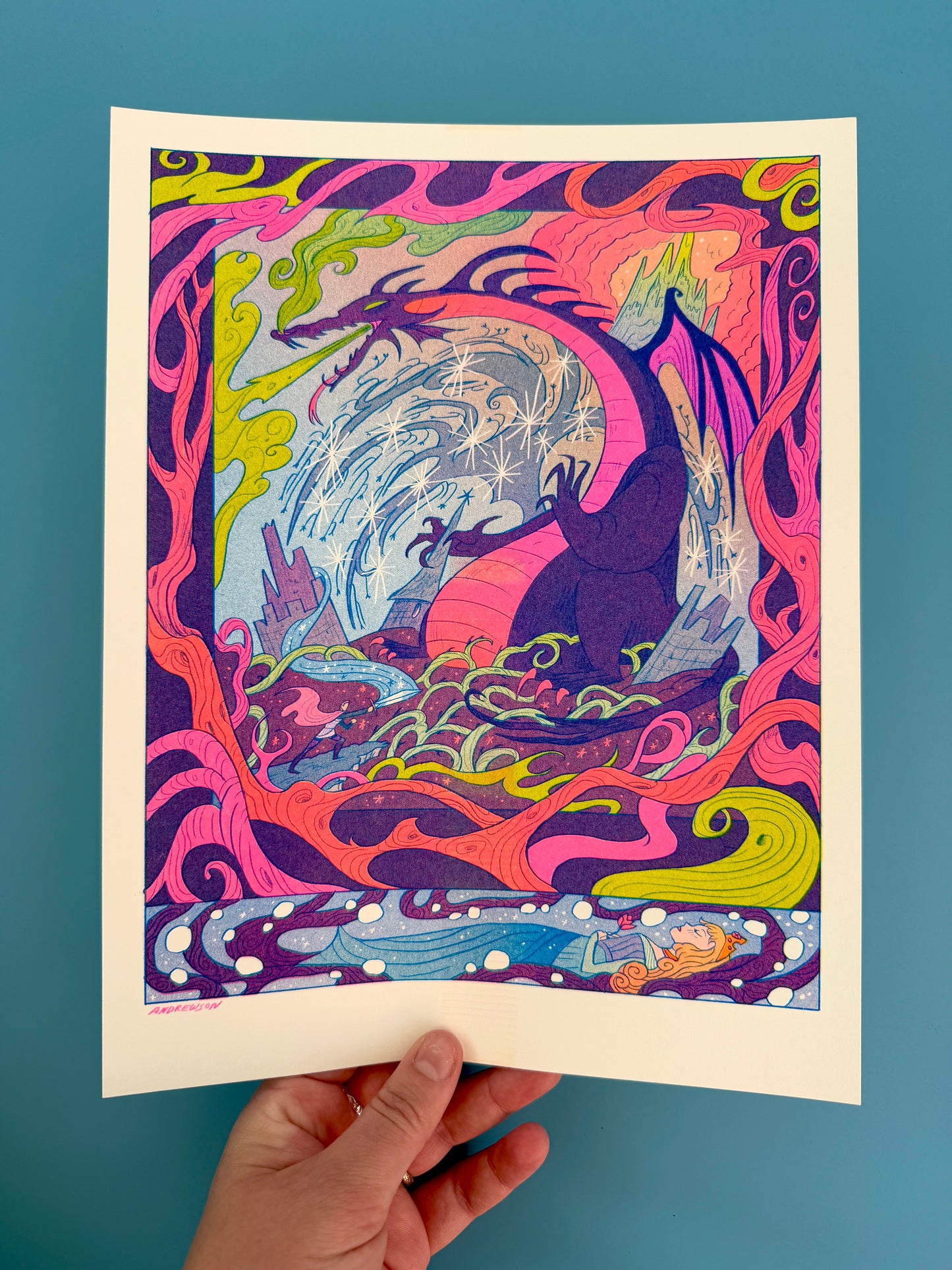Fateful Prophecy ~ Small Sleeping Beauty Riso Print