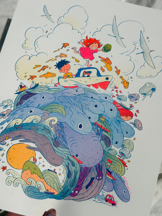 Ponyo ~ Large Riso Print