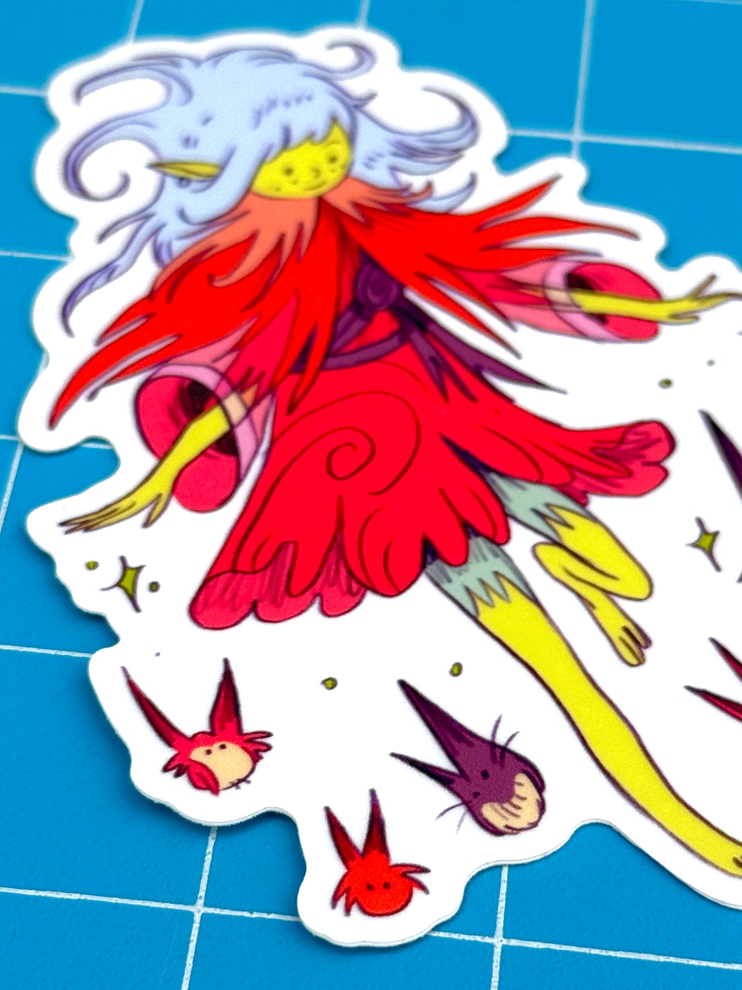 Goblin Girl with Demons Sticker