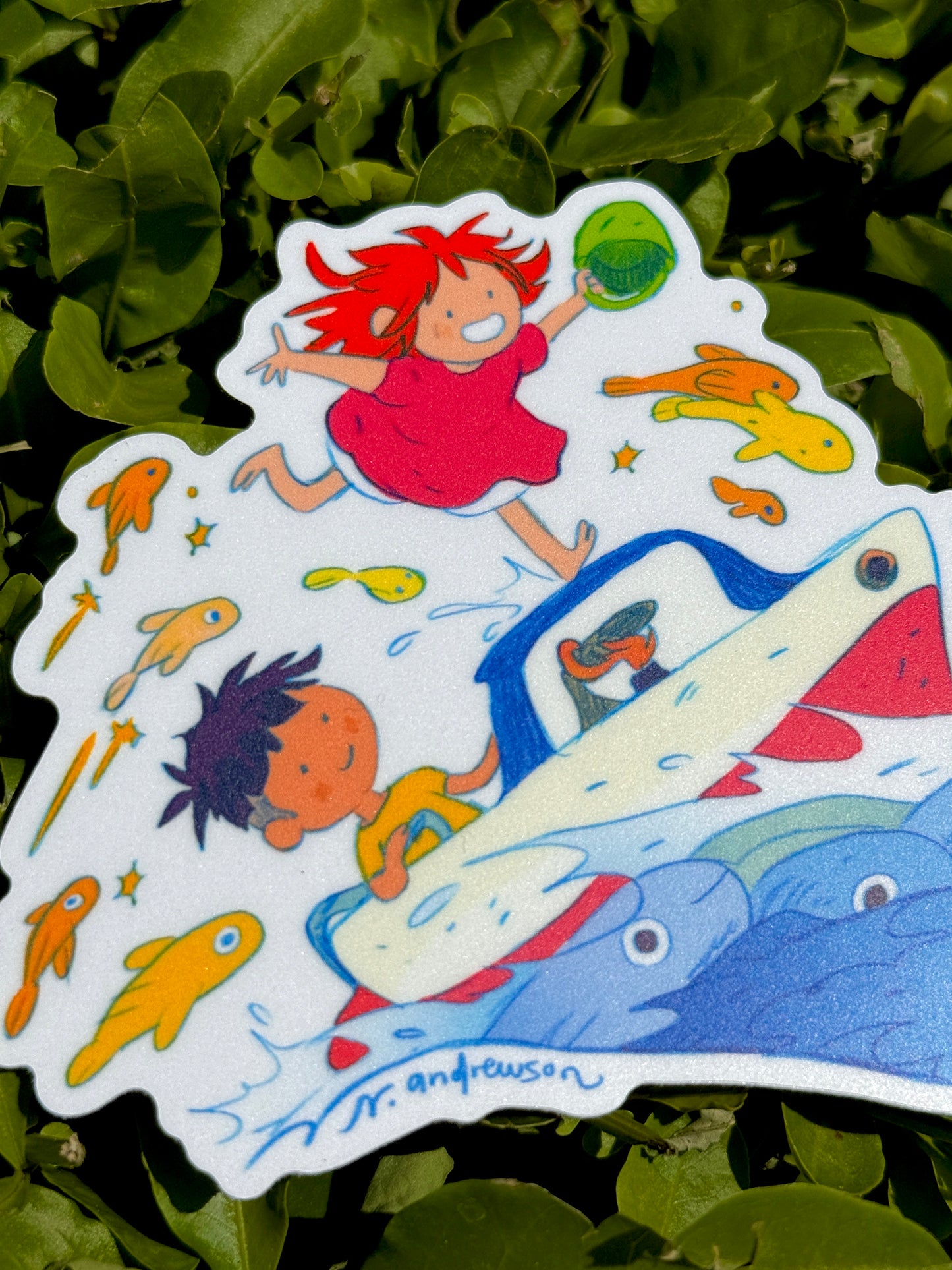 Set of 3 Ponyo Vinyl Stickers