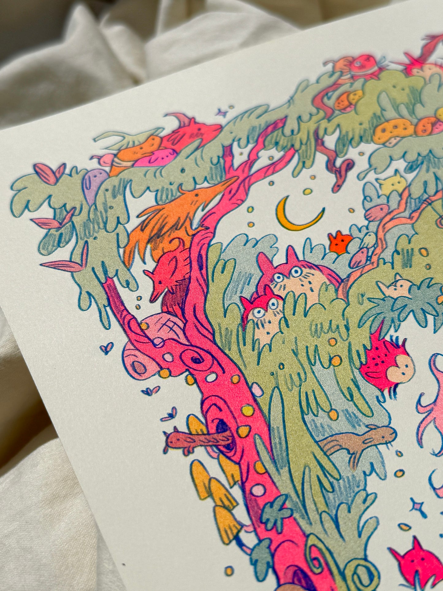 Mamu’s World of Wood Demons and Creek Creatures ~ Riso Print