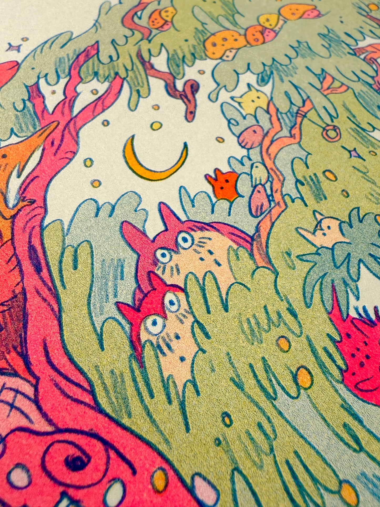Mamu’s World of Wood Demons and Creek Creatures ~ Riso Print