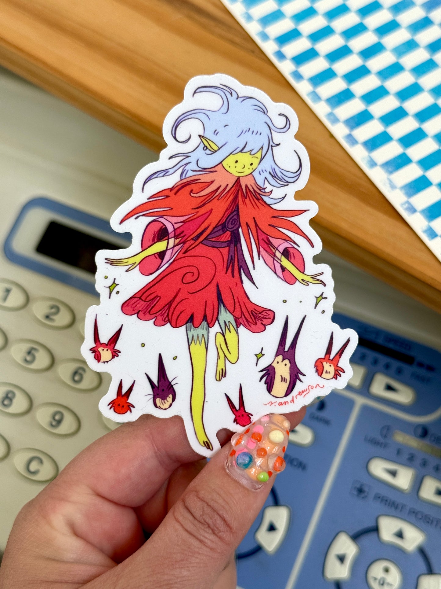 Goblin Girl with Demons Sticker