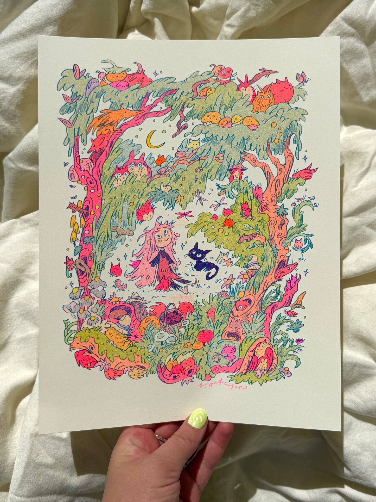 Mamu’s World of Wood Demons and Creek Creatures ~ Riso Print