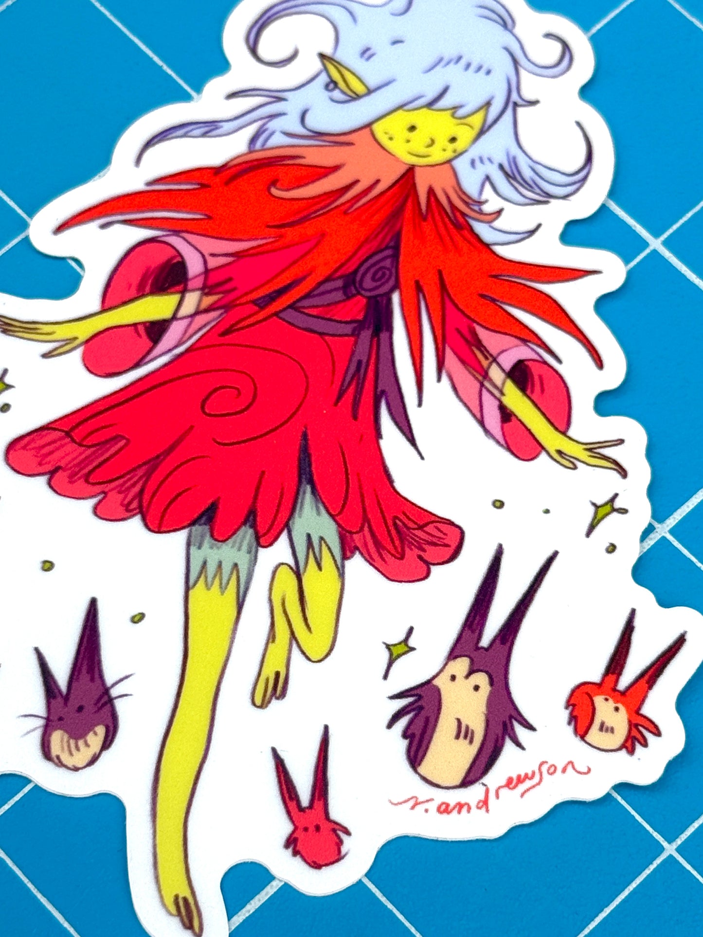 Goblin Girl with Demons Sticker