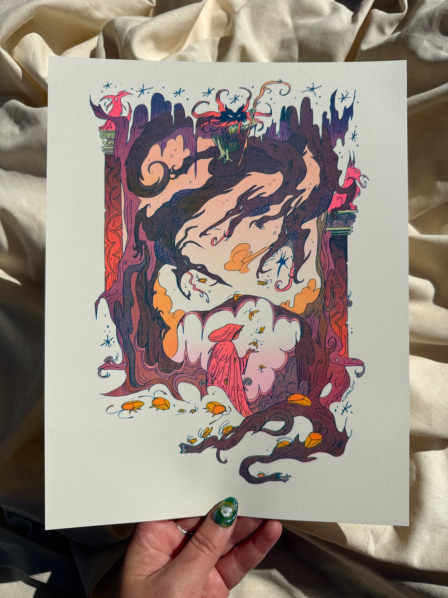 The Fool’s Gold Beetle Small Riso Print / Woodfolk Collection