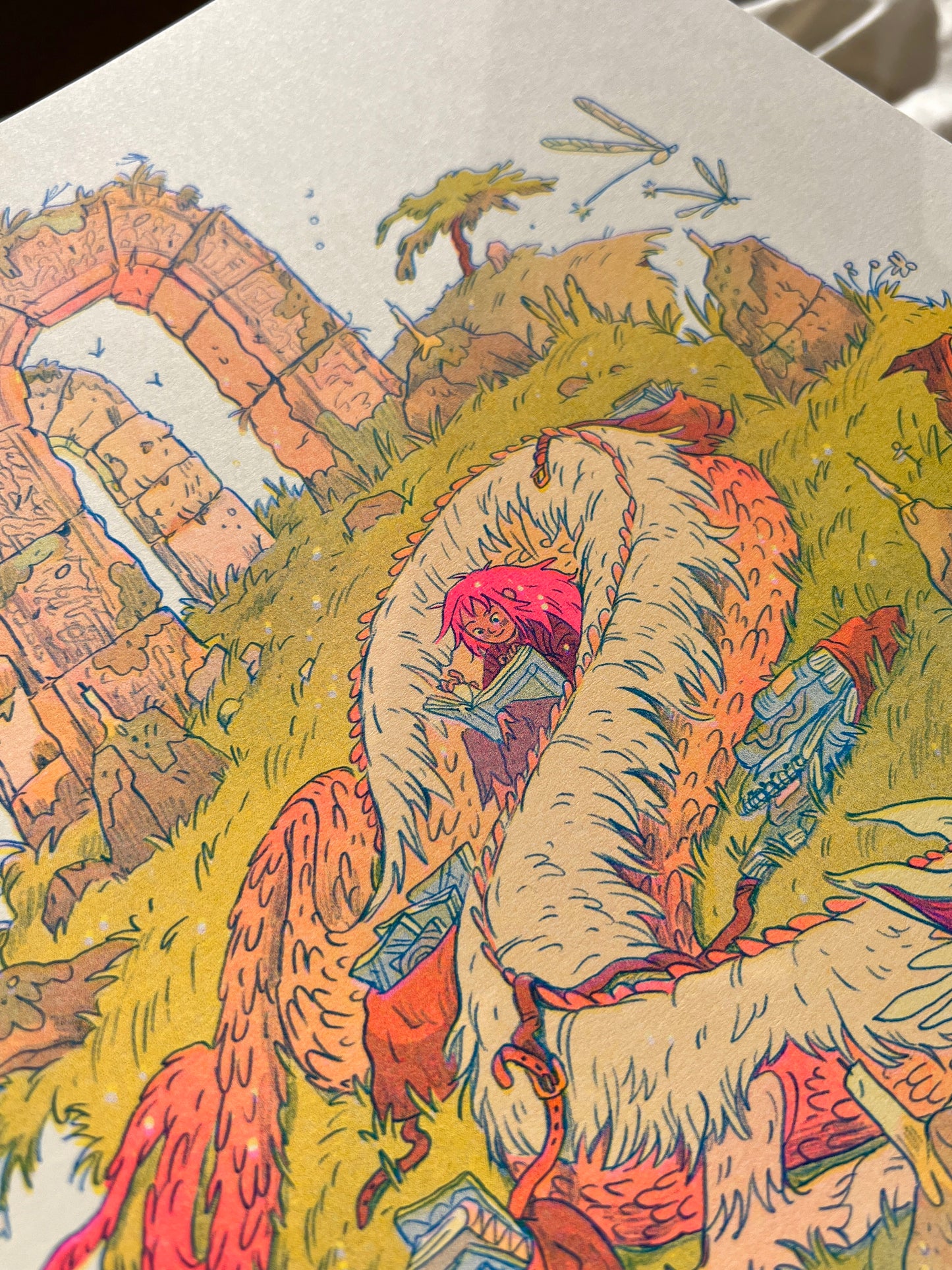 The Book Dragon - Large Riso Print